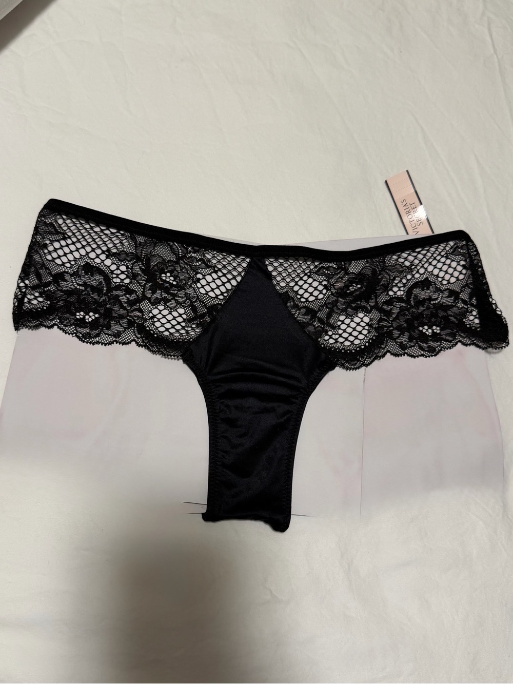 Victoria's Secret Black Lace-Trim Cheekie Panty